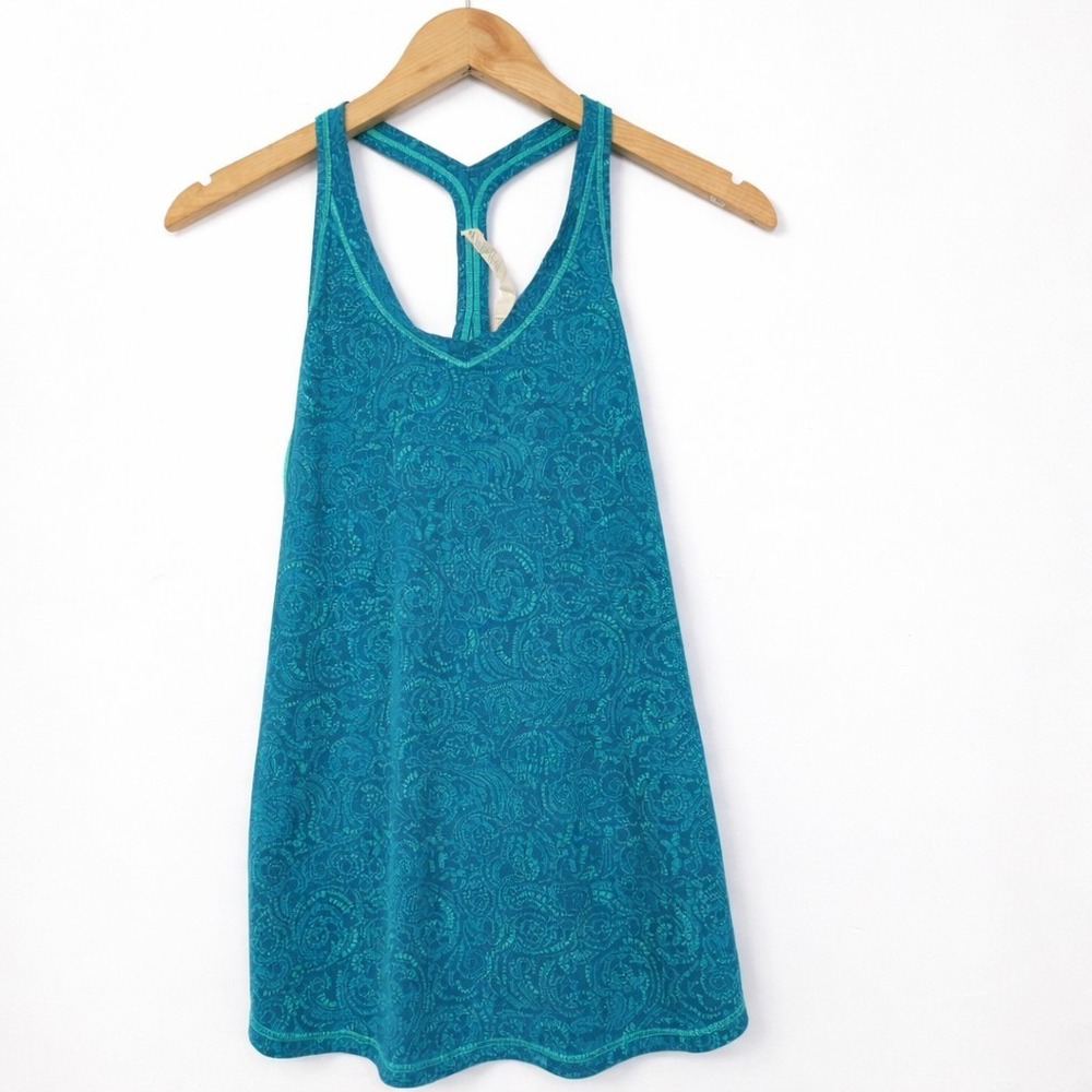 Lululemon Racerback Tank Top Size 4 Teal Blue Yoga Athletic Mesh Back Lightweigh
